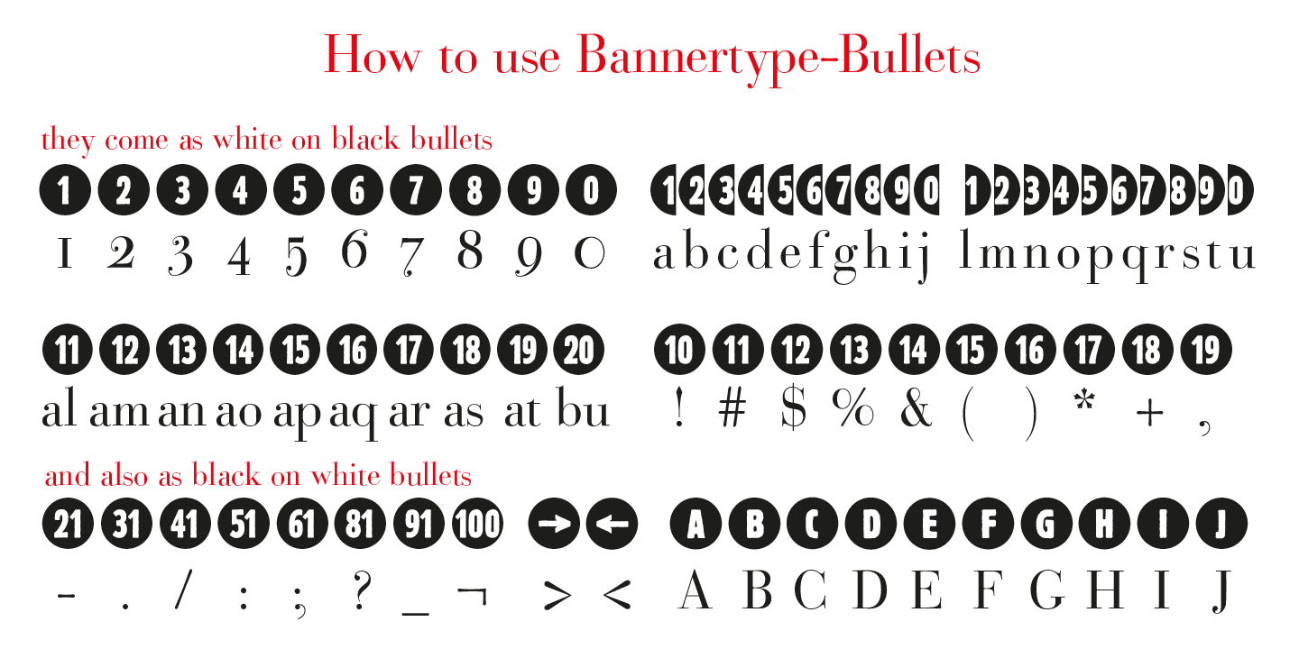 Пример шрифта Bullets